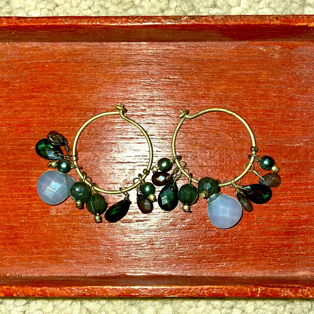 Green Beaded Dangly Earrings!